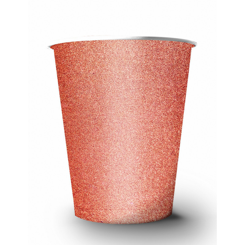 10 Gobelets am√©ricains scintillants carton recyclable rose gold 53cl  