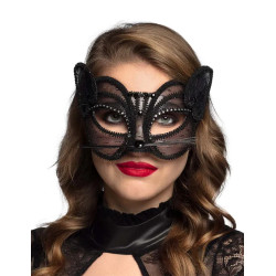 Loup chat en dentelle noire femme  