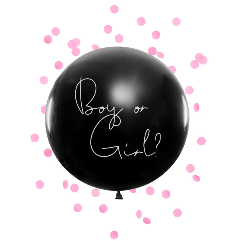 Ballon g√©ant en latex boy or girl confettis roses 1 m pour baby shower  