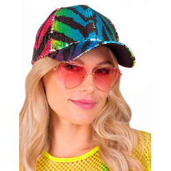 Casquette √† sequins tigr√©e multicolore adulte  