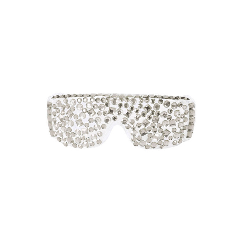 Lunettes disco √† sequins en blanc et argent√©  