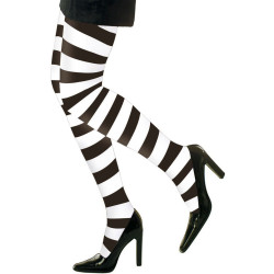 Collants ray√©s noir et blanc adulte  