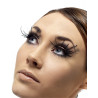 Faux cils courts noirs avec longues plumes noires adulte  