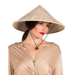 Chapeau chinois naturel adulte  