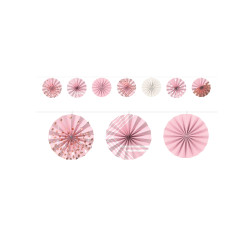 Guirlande minis rosaces en papier rose gold 3 m 65  
