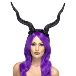 Serre-t√™te d√©mon grandes cornes d√©moniaques Halloween  