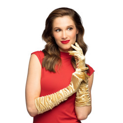 Gants longs satin√©s dor√©s femme  