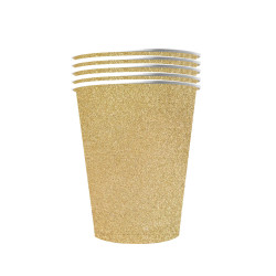 10 Gobelets am√©ricains scintillants carton recyclable or 53 cl  