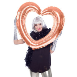 Ballon en aluminium Cadre Coeur rose gold 80 cm  