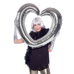 Ballon cadre en forme de coeur argent  