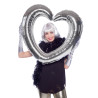 Ballon cadre en forme de coeur argent  
