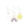6 suspensions en spirales petit nuage couleurs pastel  