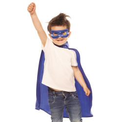 Kit cape et masque de super-h√©ros bleu enfant  