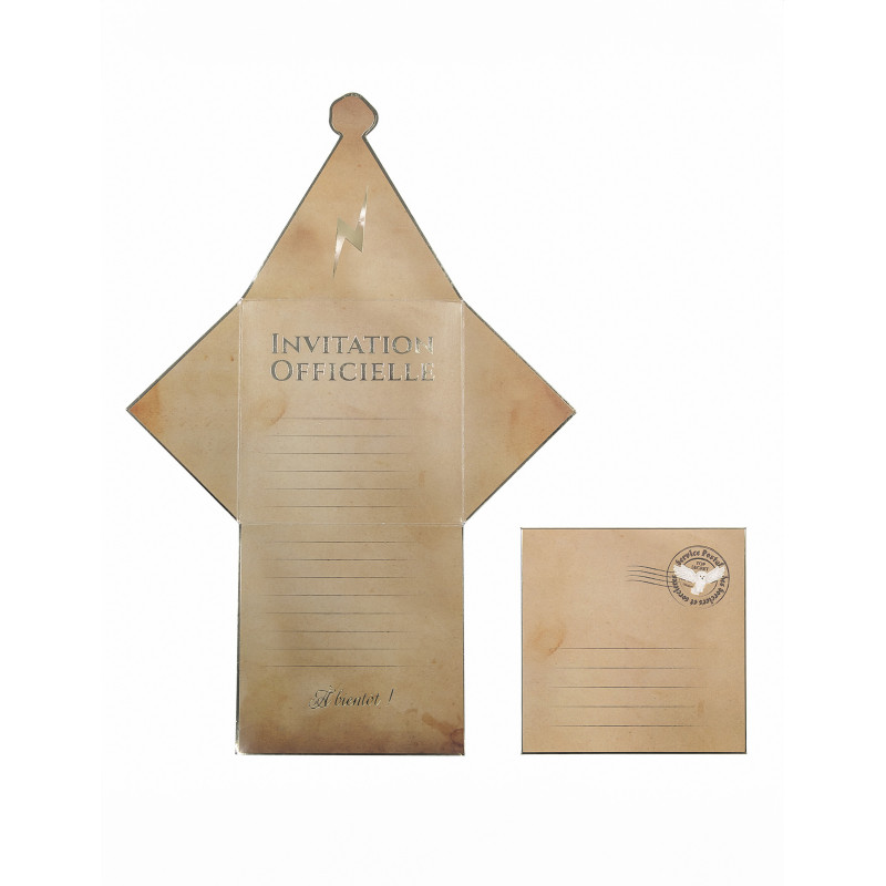 8 Invitations avec enveloppes apprenti sorcier 29 x 20 cm  