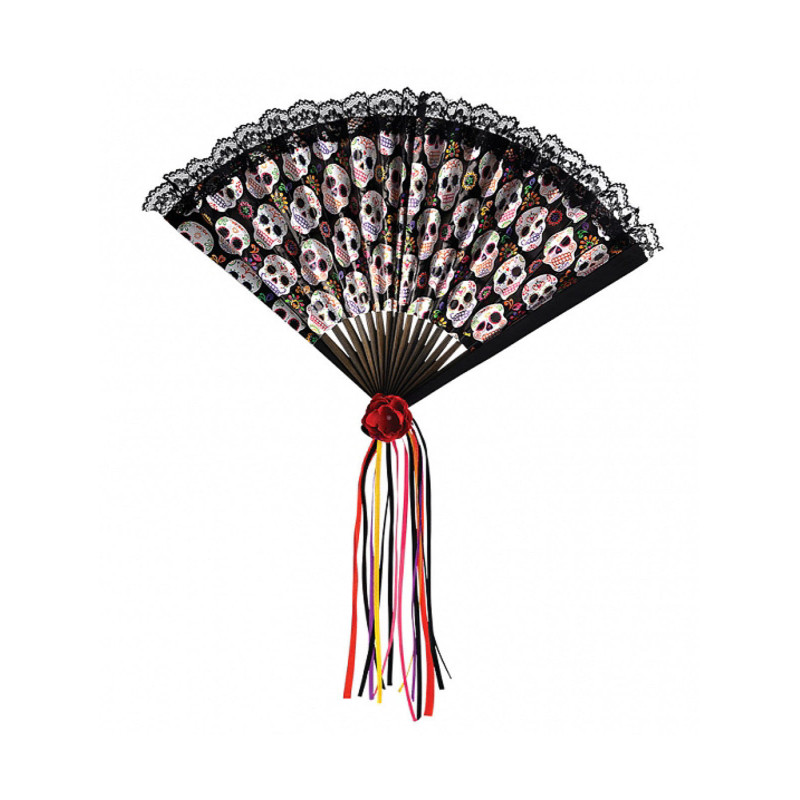 Eventail Dia de los muertos 42 cm adulte  