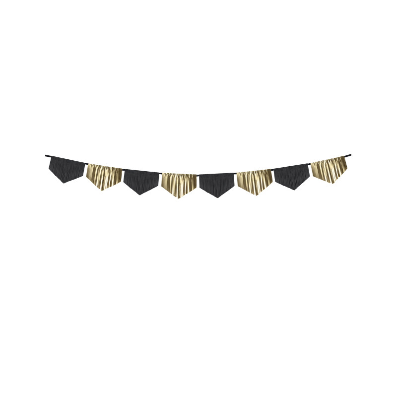 Guirlande en papier √† franges noires et dor√©es 3 m pour anniversaire  