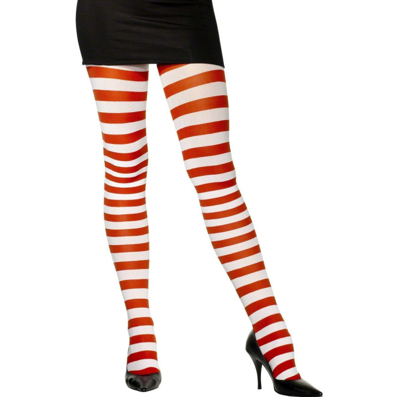 Collants ray√©s rouge et blanc femme  