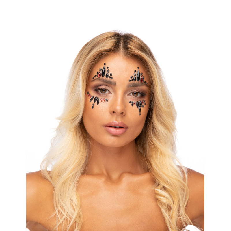 Strass adh√©sifs pour visage arlequine du mal  