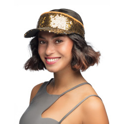 Visi√®re dor√©e √† sequins adulte  