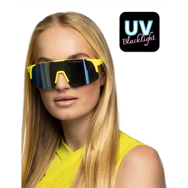Lunettes de f√™te jaune fluo adulte  