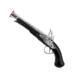 Pistolet de pirate en plastique noir 34 cm  