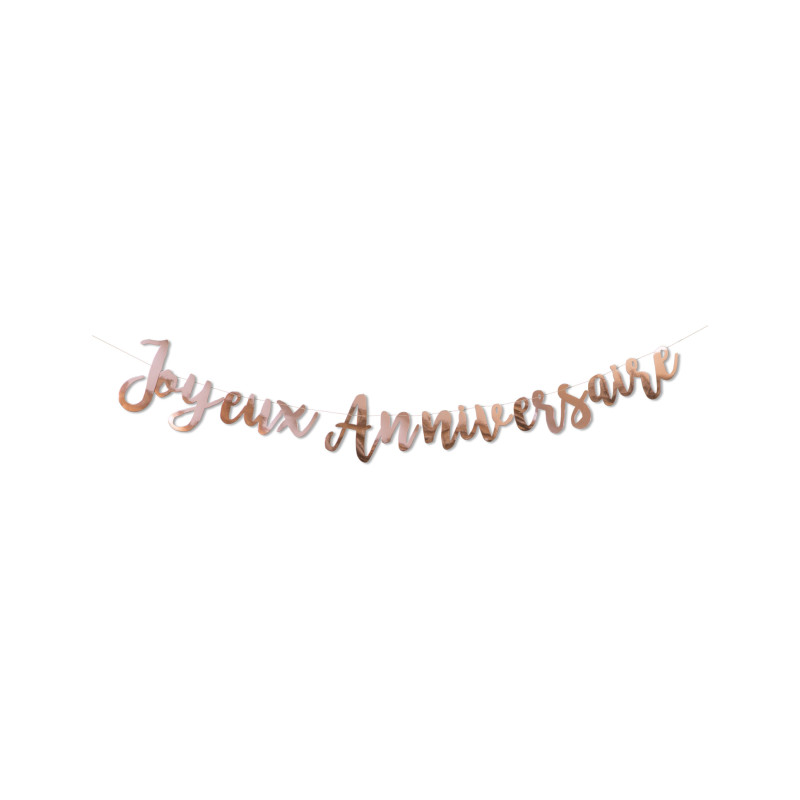 Guirlande Joyeux Anniversaire rose gold 1,80 m  