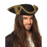 Chapeau de pirate noir √† liser√© or adulte  