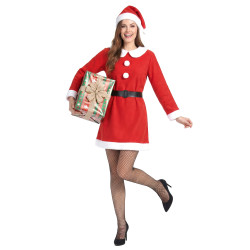 D√©guisement M√®re No√´l pompons femme  