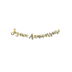 Guirlande Joyeux Anniversaire m√©tallis√©e dor√©e 1,80 m  