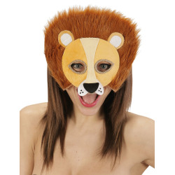 Demi masque peluche lion adulte  