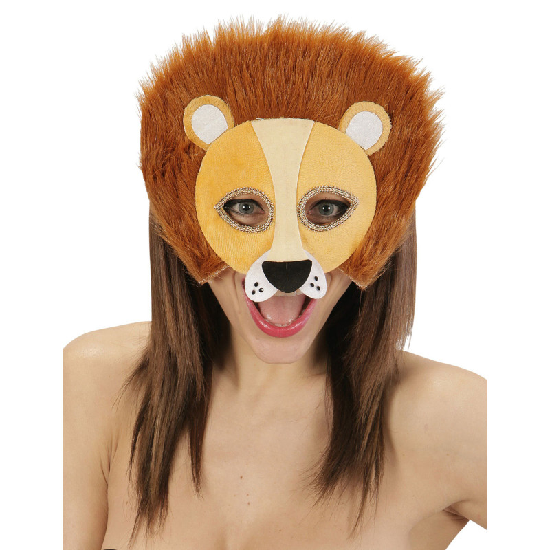 Demi masque peluche lion adulte  