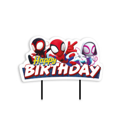 Cake topper Happy Birthday Spidey et ses amis 17,5 cm  