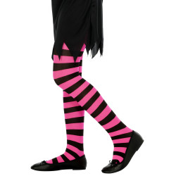 Collants ray√©s roses et noirs enfant  