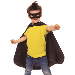 Kit cape et masque de super-h√©ros noire enfant  