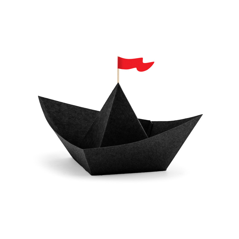 6 Bateaux de pirate en papier origami noirs 19 x 10 x 14 cm  