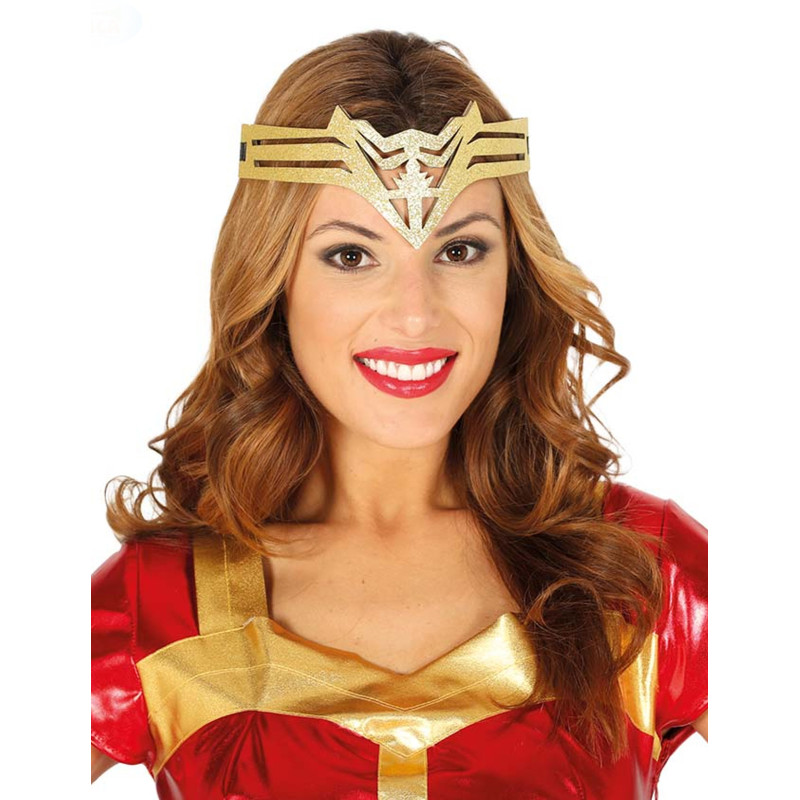 Serre-t√™te super h√©ro√Øne dor√© femme  