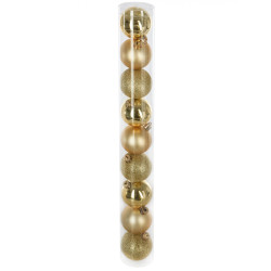 9 boules de No√´l dor√©es 6 cm aux finitions vari√©es  