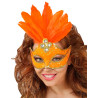 Loup orange avec plumes femme  