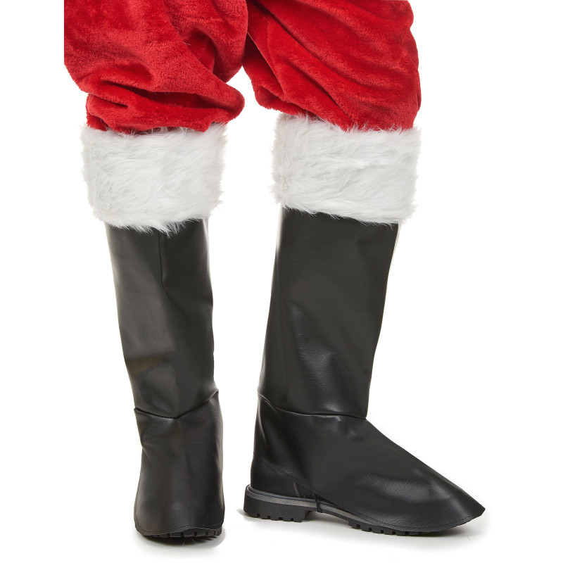 Sur-bottes luxe noires avec fourrure p√®re no√´l adulte  