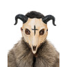 Masque squelette d√©mon √† cornes blanc adulte  