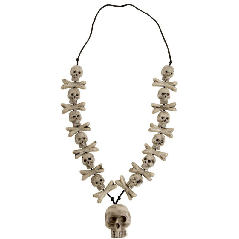 Collier t√™te de mort et os adulte Halloween  