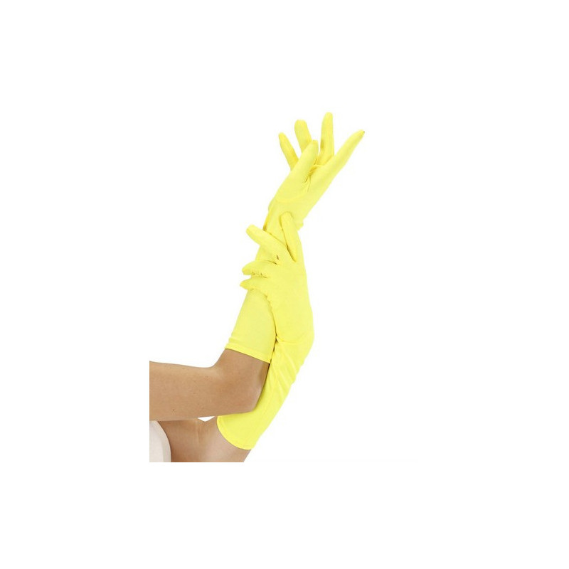 Gants longs jaunes fluo adulte  