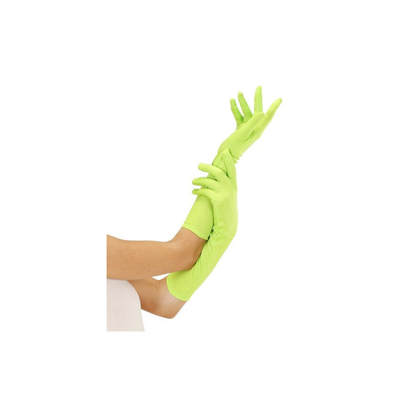 Gants longs verts fluo adulte  