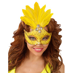 Loup jaune avec plumes femme  