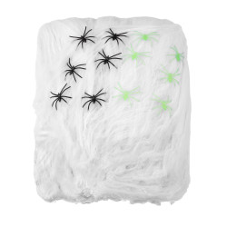 D√©coration toile d'araign√©e blanche avec araign√©es 500 g Halloween  