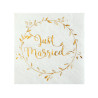 20 petites serviettes en papier just married m√©tallis√©es 25 x 25 cm blanches  