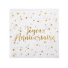20 petites serviettes en papier joyeux anniversaire m√©tallis√© blanc et dor√© 25 x 25 cm d√©coration de table  