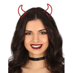 Serre-t√™te diablesse √† strass rouge femme  