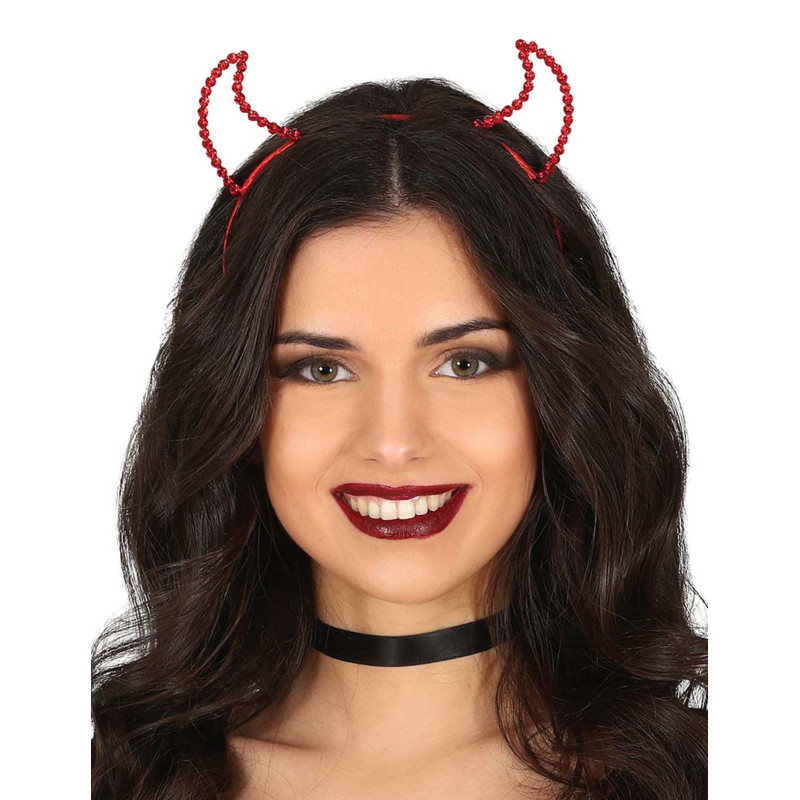 Serre-t√™te diablesse √† strass rouge femme  
