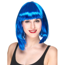 Perruque carr√© mi-long bleue femme  